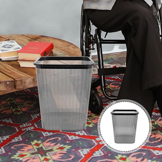 Trash Can Small Plastic Wastebasket Black Kitchen Bathroom Office Household Garbage Bin