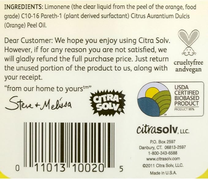 CitraSolv Natural Cleaner and Degreaser Concentrate - Valencia Orange - 16 oz