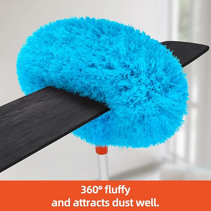 Baseboard Cleaner Tool with Handle Extendable Long Handle Baseboard Cleaning Duster with Reusable Pads for Floorboard Ceiling Fan Blade Cleaner Duster (Blue)