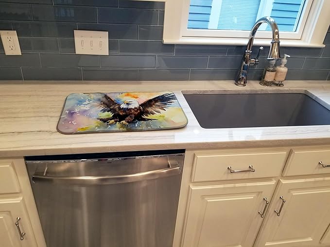 Caroline's Treasures DAC3212DDM Eagle Dish Drying Mat Absorbent Dish Drying Mat Pad for Kitchen Counter Dish Drainer Mat for Countertop 14 x 21 Multicolor