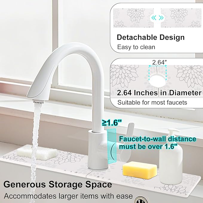 Stone Drying Mat for Kitchen Counter 3-Pack Soft Diatomaceous Earth Absorbent Mat Set Quick Dry Stone Faucet Splash Guard &amp Small Drying Pad Foldable Diatomite Stone for Pet Plant &amp Bath