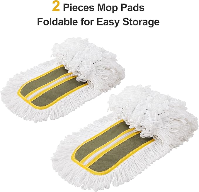 24 Commercial Dust Mop for Floor Cleaning Heavy Duty Floor Mop with 59” Extendable Long Handle Hotel Gym Garage Hospital Household Cleaning Supplies for Hardwood Tiles Marble Floors