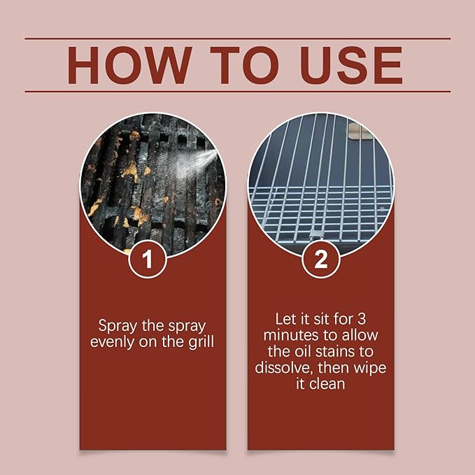 Grill Cleaning Spray Fast-Acting Degreaser For Outdoor Grills Removes Grease &amp Residue Easy To Use Rust Prevention(2PCS)