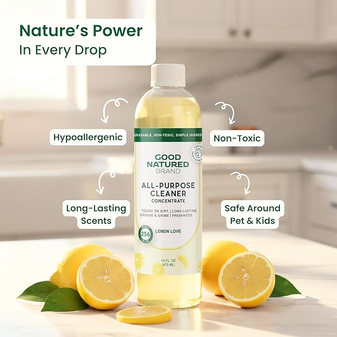 Good Natured Brand | Carpet Deodorizer 31 oz Lemon Love &amp All-Purpose Cleaner Concentrate 16 oz Lemon Love