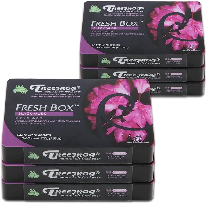 Auto Dynasty TreeFrog Xtreme Fresh Under-The-Car Natural Air Freshener Black Musk Scented Pack of 6