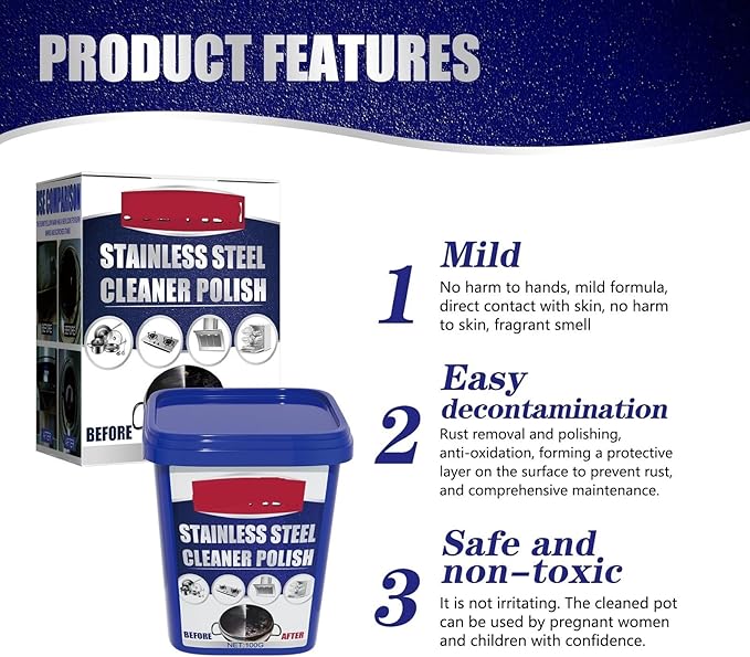 Stainless Steel Cleaning Paste - Rust Removal Stain Cleaning Antioxidant Protection For Kitchen Cookware Stove And Pot Bottoms(2PCS)