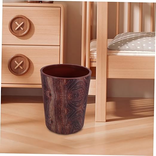 Zerodeko Retro Wood Grain Large Capacity Waste Basket for Home Kitchen Office and Bathroom and Stylish Trash Can with Easy Maintenance