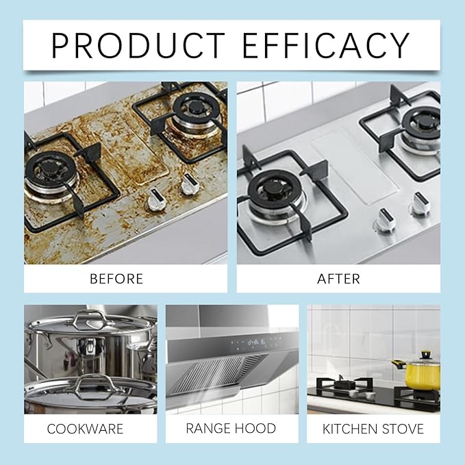 Kitchen Grease Cleaning Sheets Multi-Purpose Degreaser For Stovetops &amp Surfaces Fast Dissolving(2PCS)