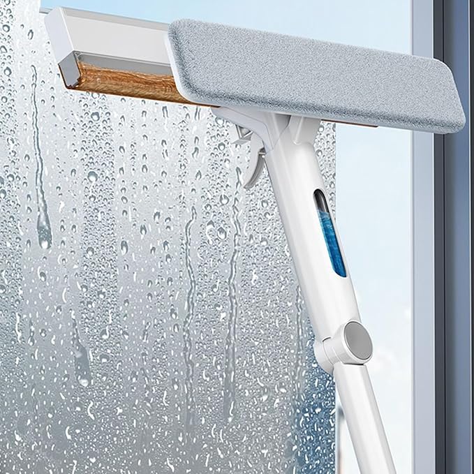 Sobresco Window &amp Glass Cleaning Glass Wiper for Window | Outstanding Multi-Use with Extension RodBathroom Accessories Professional Scrubber with Water Bottle