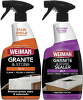 Weiman Complete Countertop Clean &amp Protect Kit - For Granite Marble Quartz &amp Stone - Granite &amp Stone Cleaner and Polish - 24 oz Granite &amp Stone Sealer -24 oz