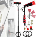 12-36FT Water Fed Pole Kit Solar Panel Cleaning Brush &amp Pole Height Adjustable Window Glass Cleaner with 180° Rotating Brush &amp 20M Hose Kit for Household &amp Outdoor(Size:12FT)