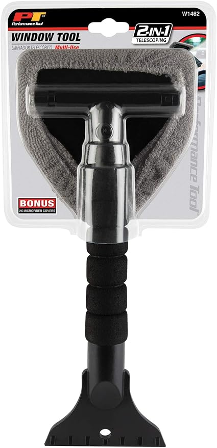Performance Tool W1462 2-in-1 Window Cleaner/Scraper - Perfect Tool for Cleaning and Scraping Windows Mirrors and Glass Surfaces with Ease