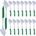 Hsei 20 Pcs Green Kitchen Scrub Dish Brush Bulk with 11 Inch Anti Slip Handle Cleaning Dish Scrubber with Stiff Bristles Washing Scrub Brushes for Housekeeping for Pots and Pans Kitchen Sink