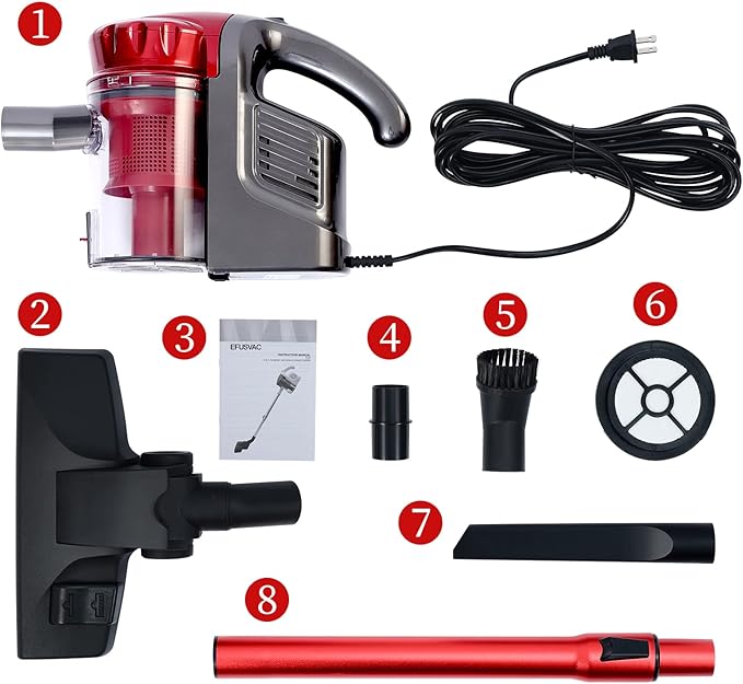 Corded Vacuum Cleaner 17KPa Powerful Suction with 600W Motor 4 in 1 Lightweight Handheld Stick Vacuum for Pet Hair Hard Floor and Carpet