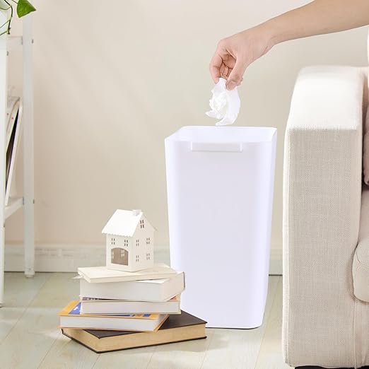 4.5 Gallon Plastic Small Trash Can Slim Garbage Cans 3 Packs White