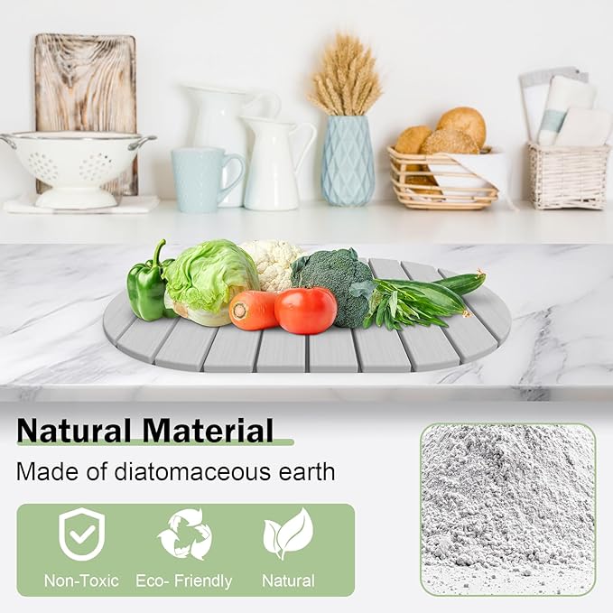 Stone Dish Drying Mat for Kitchen Counter24(L)×16(W) Collapsible Fast-Drying Diatomaceous Earth Mats with Towel Sanding ToolVersatile Stone Drying Mats for Cups Dishes Bottles