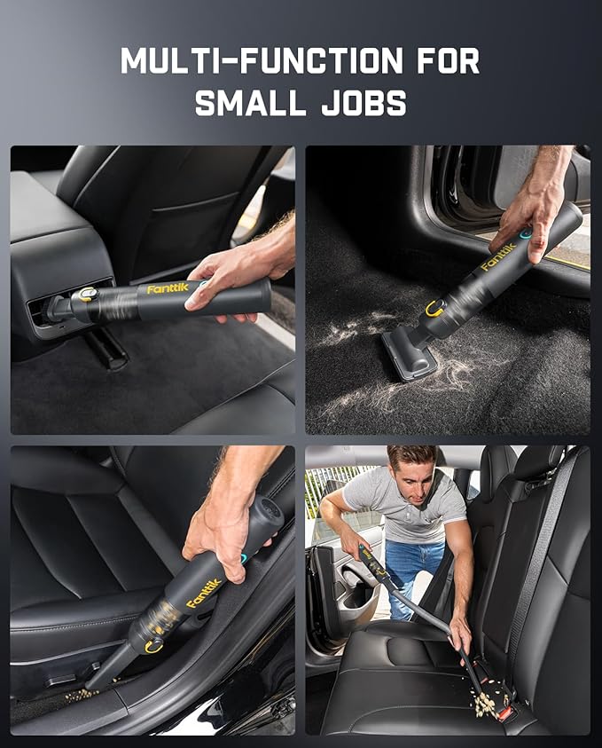 Fanttik Slim V8 APEX Car Vacuum 4-in-1 Portable Mini Cordless Vacuum with 19000pa Suction Power Type-C Charge 2 Suction Modes Handheld Vacuum for Small Jobs Car Office Desk Keyboards (Gray)