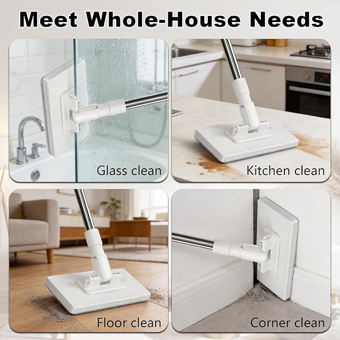 2 PCS Snap Grip Mini Mop Set with 36in Handle &amp 10 PCS Reusable Cloths Convenient Cloth Changing Mini Mop Automatic Gripping or Releasing 360° Rotating Head for Wet &amp Dry Cleaning Corners
