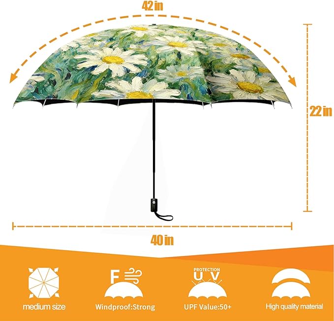 Small Compact Travel Automatic Folding Umbrella for Women Portable Lightweight Rain Wind UV Sun Shade