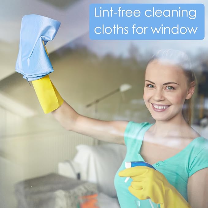 24 Pack Microfiber Glass Cleaning Cloth 16 Inch X 16 Inch Polishing Cloths Glass Cleaning Towel Lint Free Cloth for Cleaning Windows Glasses Mirrors Windshields Stainless Steel