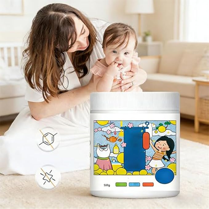 Hyper Concentrated Active Oxygen Laundry Powder 500g Chlorine-Free Formula Removes Milk Sweat Oil Stains Gentle &amp Safe Protects Fabric and Skin Color-Safe Deep Stain Remover for Clothes (2PCS)