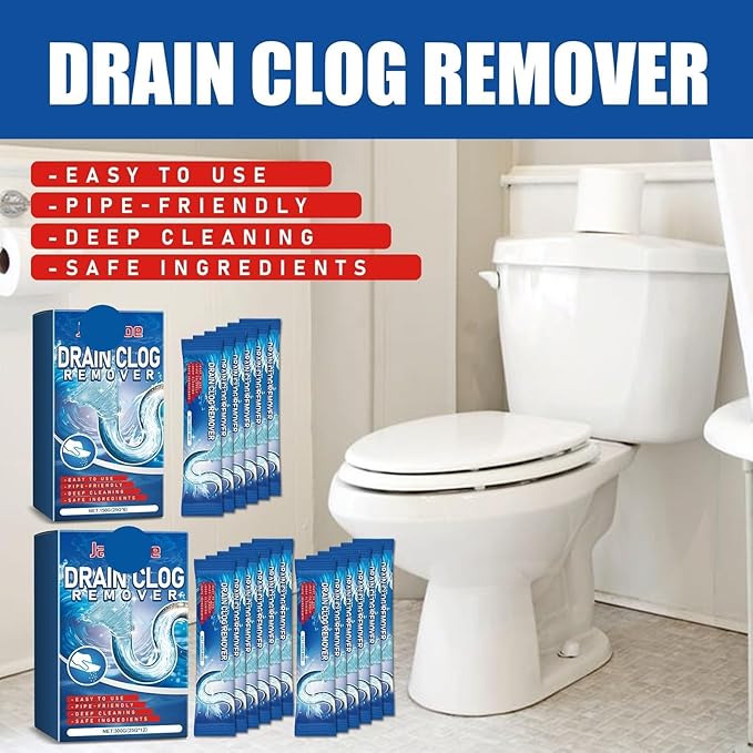 6-Piece Drain Unclogger Powder for Kitchen Toilet and Sink - Effective Grease and Clog Remover(1PCS)