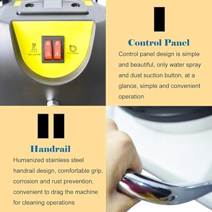 1034w Commercial Carpet Cleaning Machine 2 in 1 Carpet Spraying Floor Brush Cleaner Extractor Vacuum Washing Machine 2 Independent Water Tanks for Sewage and Clean Water 30L