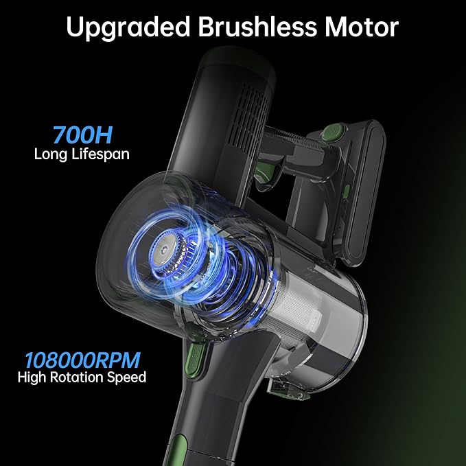 Cordless Stick Vacuum Cleaner 45KPA Powerful Suction 50Mins Runtime Lightweight 6-in-1 Vacuum with LED Touch Screen Anti-Tangle for Pet Hair Hard Floor Carpet Home Car