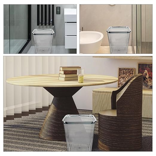 Large Capacity Trash Can 12L with Electroplated Pressed Ring Plastic Wastebasket for Bathroom Kitchen Office Home Use