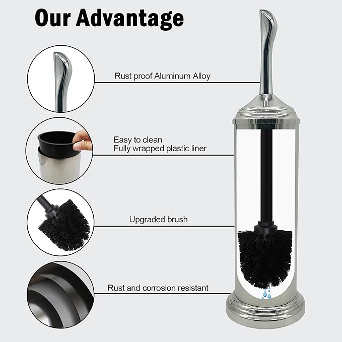 Vince Camuto Toilet Bowl Brush with Holder Durable Bathroom Cleaning Tool Modern Design for Easy Toilet Maintenance Bathroom Cleaner Brush for Efficient Cleaning and Hygiene
