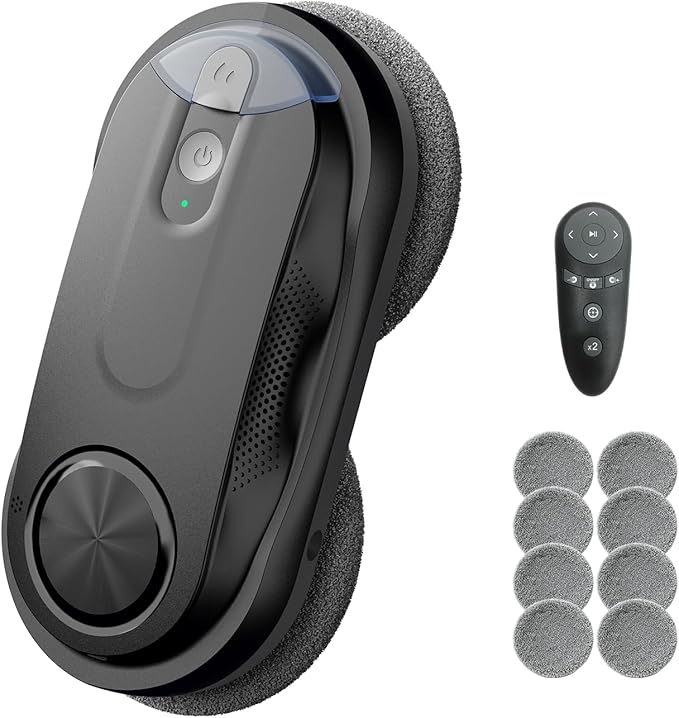 Obito X3 Window Cleaning Robot Dual Nozzles with Ultrasonic Spray 5.0 AI Path Planning Max 3200Pa &amp Steady-Climbing System Automatic Edge Detection Robot Window Cleaner Inside/Outside Black