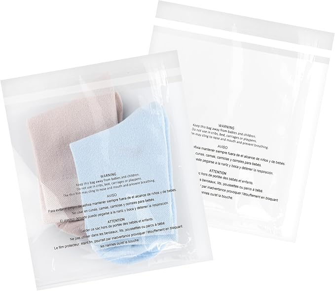 iMailer - 500 Pcs - 6 x 9 Suffocation Warning Self Seal Clear Plastic Poly Bags 1.6 Mil for A7 A8 A9 Cards &amp Envelopes Bakery Cookies Candies-Permanent Glue