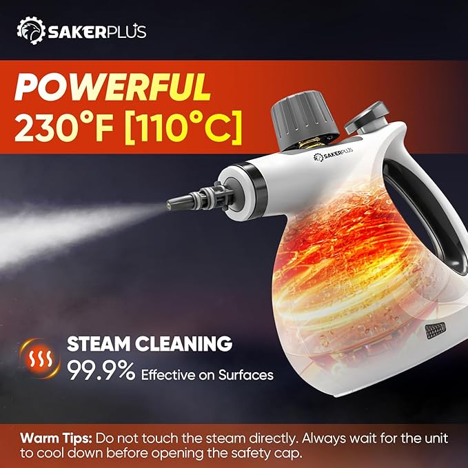 Steam Disinfection Cleaner Handheld Pressurized Natural Steam Cleaner with 9 PCS Accessories Portable Multi-Surface Steamer for Cleaning Home Kitchen Floor Upholstery Tile Grout &amp Car