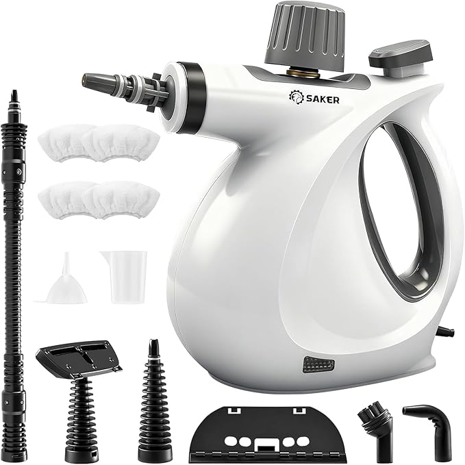 Saker Handheld Steam Cleaner NewPortable Steam Cleaner for Home1050W Steam Cleaner4 Fiber Cloths for Quick Heating &amp Deep Cleaning of Floors Cars and Kitchen