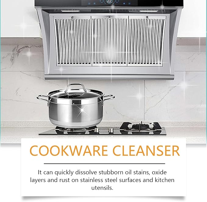Cookware Cleaning Paste - Removes Grease Rust &amp Stains Leaves Shine Suitable For Stainless Steel &amp Kitchen Utensils(3PCS)