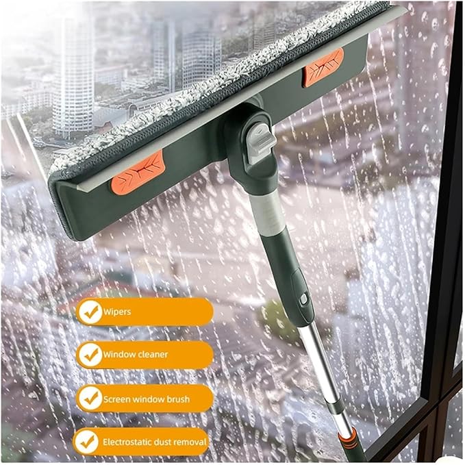 72-226CM Extended Window Cleaning Tool Glass Cleaner Mop with Silicone Scraper Brush Household Tools(226cm no Duster)