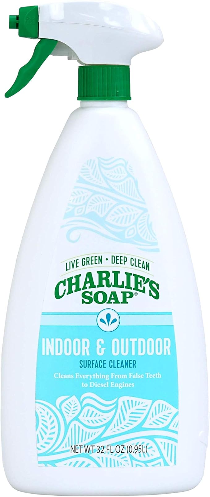 Charlie's Soap Indoor &amp Outdoor Surface Cleaner (32 Fl. Oz. 6 Pack) Natural Outdoor Cleaning Spray – Safe for Indoor Use – Non-Toxic and Biodegradable