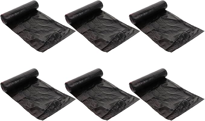 Luxshiny 10 Packs 150pcs Disposable Plastic Trash Bags with Drawstring Black Garbage Bags for Household Kitchen and Bathroom Waste Management