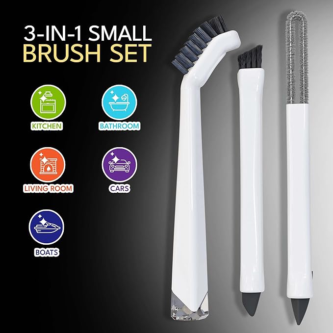 Natural Wall Cleaner &amp Household Cleaning Brush Set Bundle 24 Oz Lavender Stain Remover Spray and 3 Pcs Brushes Set - a perfect comb for cleaning Walls Ceilings Cabinets Baseboards Wood Stain