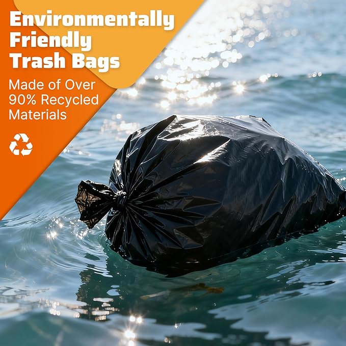 55-60 Gallon Trash Bags 120 Count 21 Micron HDPE Durable &amp Tear-Resistant Trash Can Liners Suitable for 55-60 Gallon Trash Can Garbage Bags for Packing Leaves Kitchen Waste &amp Household Wa