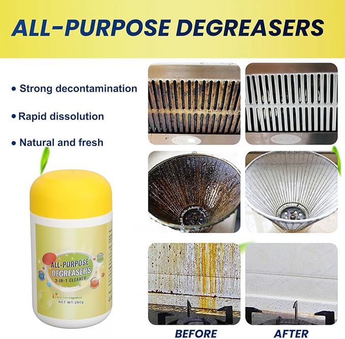 Yinhing Powerful All Purpose Degreasers Fast Acting Kitchen Cleaner Degreaser for Stubborn Grease Oil Removal Cookware Range Hoods Sinks Walls 3 Pack 260g