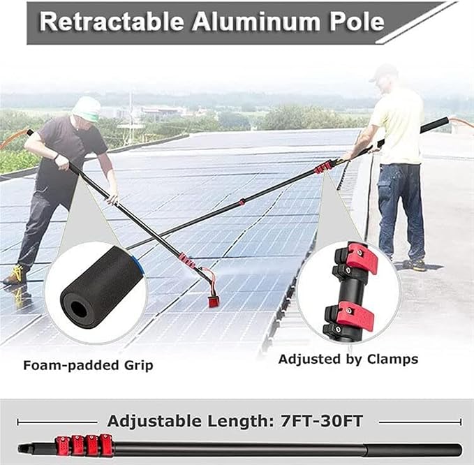 Water Fed Pole Kit3.6-12M Window Cleaning PolesWater Fed BrushAluminum Outdoor Window CleanerExtendable Telescopic Pole Water Fed Brush Spray Washer for Window Glass/Solar Panel (Color : 24FT/7.2