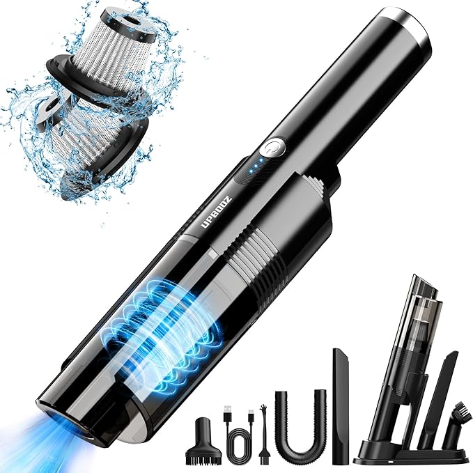 Handheld Vacuum Cordless10KPA Powerful Suction Car Vacuum with 2-Speed Vacuum Cleaner with Charging Dock Portable Lightweight 4-in-1 Mini Hand Held Vacuum for Car Home Pet Office and Pet Hair