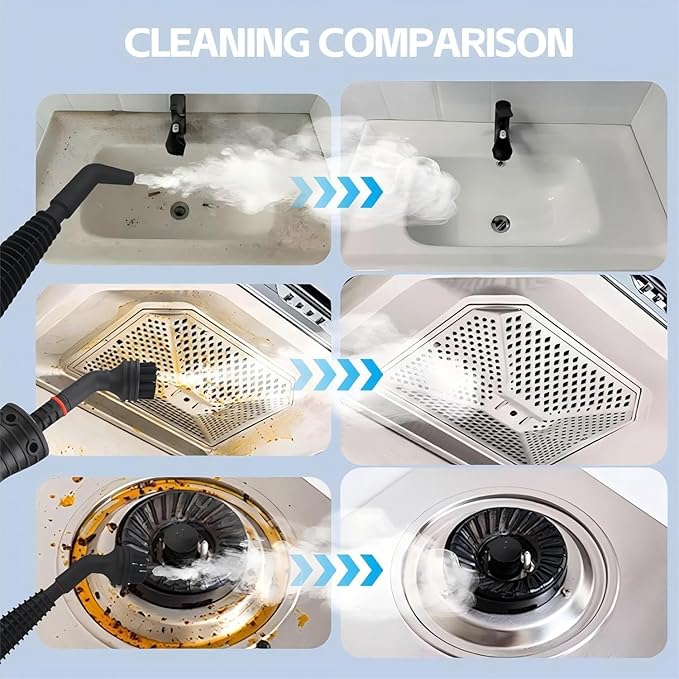 Steam Cleaner Handheld Steam Cleaner for Home Use with 8 Piece Accessories and Safety Lock for cleaning cars bathrooms showers windows dirt grease(1 Set of Steam Cleaner 12 Fiber Cloths)