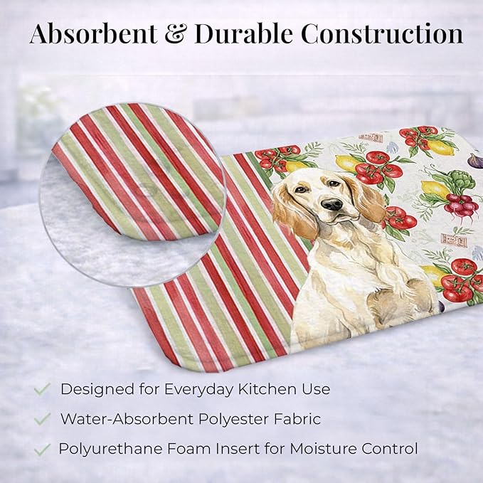 Caroline's Treasures Lemon Belton English Setter Vegetables Dish Drying Mat Absorbent Dish Drying Mat Pad for Kitchen Counter Dish Drainer Mat for Countertop 14 x 21 Multicolor