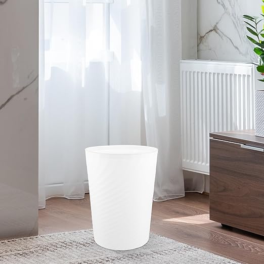 BESPORTBLE Small Plastic Trash Can with Pressure Ring Household Wastebasket Bin for Kitchen Office Bathroom and Bedroom Stylish Open-top Garbage Container for Home Use