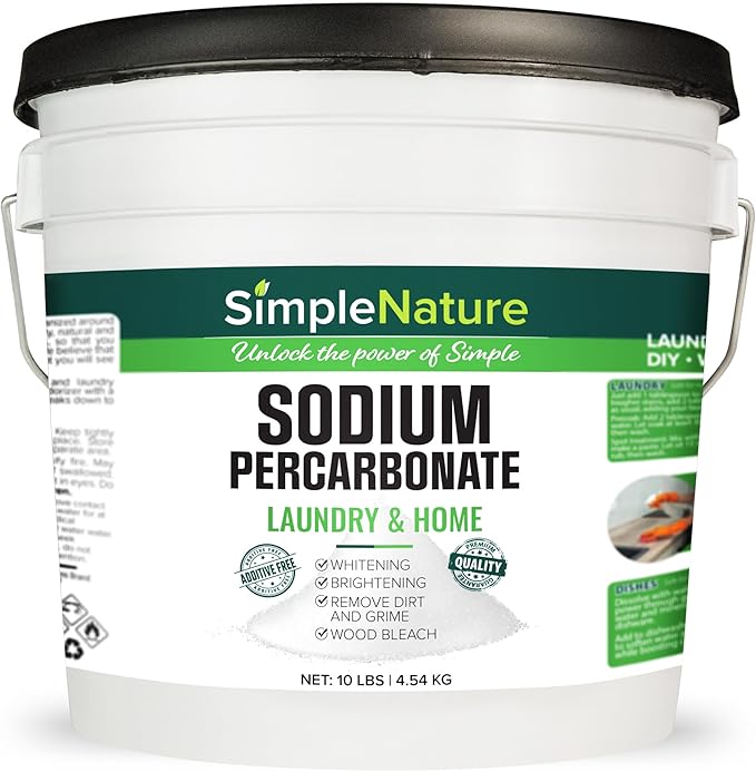 Sodium Percarbonate (10 lbs Pail) - Pure Oxygen Cleaner - Powerful Natural Cleaner for Home Laundry and Decking - Convenient Resealable Container