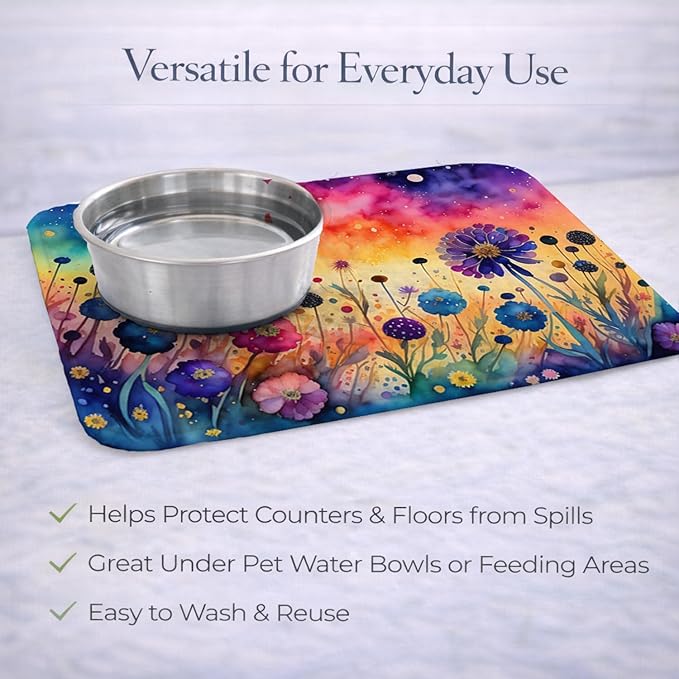 Caroline's Treasures DAC1458DDM Scabiosa in Color Dish Drying Mat Absorbent Dish Drying Mat Pad for Kitchen Counter Dish Drainer Mat for Countertop 14 x 21 Multicolor