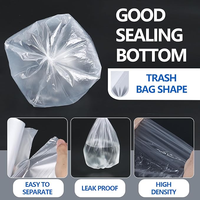 Hespama 13 Gallon Clear Trash Bags 9 Rolls Garbage Bags 225 Counts in Total