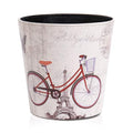 PU Leather Small Trash Can Wastebasket Round Garbage Container Basket for Bathrooms Laundry Room Kitchens Offices Kids Rooms BedroomsDormsHome Decorative Art Bin 2.9 Gallon(Bicycle)